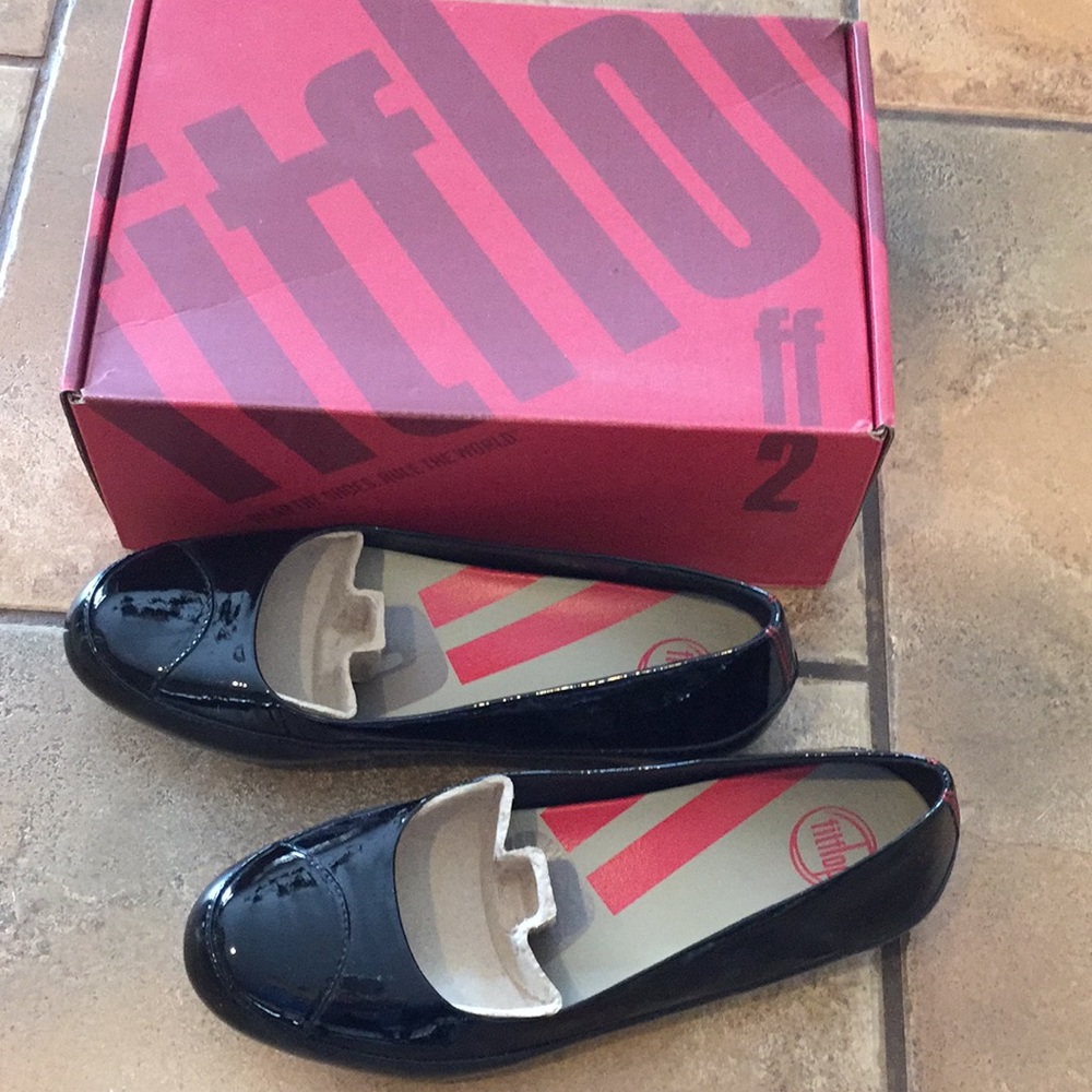 COPY - FitFlop Due Black Patent Ballet Flat
